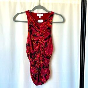 NWT Evereve Novah Floral Mesh Ruched Tank